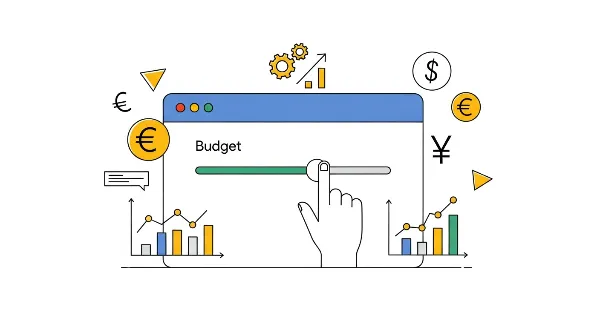 Illustration de la gestion du budget et du coût par clic (CPC) dans une campagne Google Ads.